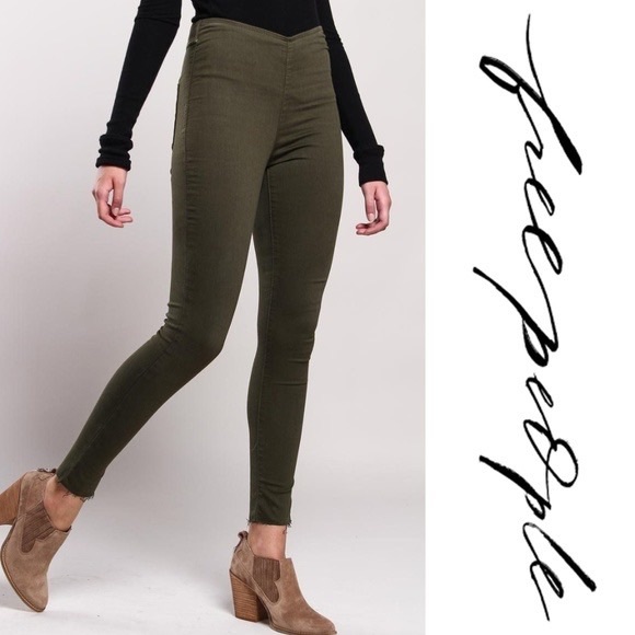 Free People Pants - Free people easy going olive green leggings size 26